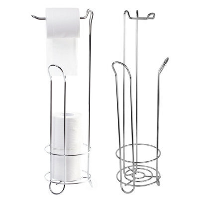 Crystals Chrome Free Standing Toilet Paper 4 Roll Storage Holder Stand Bathroom - image 1