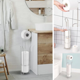 Crystals Chrome Free Standing Toilet Paper 4 Roll Storage Holder Stand Bathroom - thumbnail 4