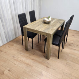 Kosy Koala Dining Table And 4 Chairs Rustic Effect Wood Table With 4 Black Leather Dining Chairs - thumbnail 8