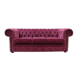 Chesterfield Handmade 3 Seater Sofa Pimlico Burgandy Fabric In Classic Style - thumbnail 1
