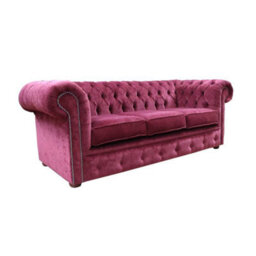 Chesterfield Handmade 3 Seater Sofa Pimlico Burgandy Fabric In Classic Style - thumbnail 2