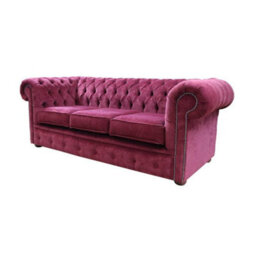 Chesterfield Handmade 3 Seater Sofa Pimlico Burgandy Fabric In Classic Style - thumbnail 3