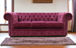 Chesterfield Handmade 3 Seater Sofa Pimlico Burgandy Fabric In Classic Style - thumbnail 4