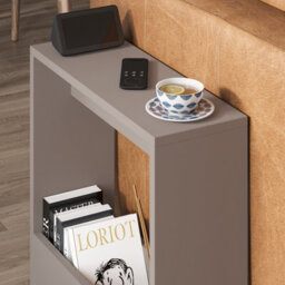 Decortie Simpi Modern Slim End Table Magazine Rack 55Cm Multipurpose Mocha Grey Living Room H 60Cm - thumbnail 4