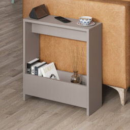 Decortie Simpi Modern Slim End Table Magazine Rack 55Cm Multipurpose Mocha Grey Living Room H 60Cm