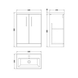 Balterley Bramshall Compact 600mm 2 Door Dark Blue Floor Standing Vanity Unit With Basin - thumbnail 2