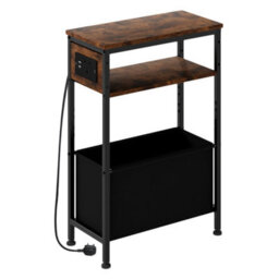 Levede Slim Side Table With Charging Station Storage Narrow End Table Sofa - thumbnail 2