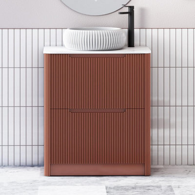 Royal Bathrooms Avenza 600mm Terracotta Clay Floor Standing Countertop Bathroom Vanity Unit 2 Drawer With Milan Basin - image 1