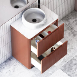 Royal Bathrooms Avenza 600mm Terracotta Clay Floor Standing Countertop Bathroom Vanity Unit 2 Drawer With Milan Basin - thumbnail 5