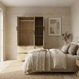 Urbn-Living Urbnliving 3 Door Wardrobe With 4 Drawers Wooden Bedroom Storage Cupboard With Hanging Rail For Clothes - Oak Unit & Oak Doors & - thumbnail 5