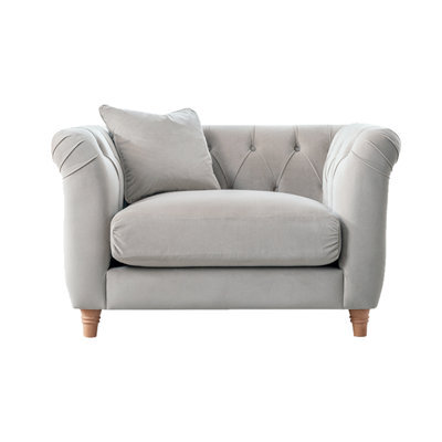 Furnishings For Less UK Elsie Velvet Chesterfield Plush Velvet Chalk Armchair - image 1