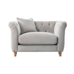 Furnishings For Less UK Elsie Velvet Chesterfield Plush Velvet Chalk Armchair