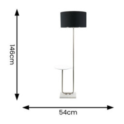 Valuelights Tavel Chrome Floor Lamp With Table And Black With Chrome Inner Lamp Shade And Led Bulb - thumbnail 4