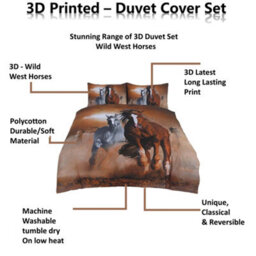 TheWhiteWater Limited Wild West Horses Bed Set- 3D Animal Printed Single Beddings Duvet Cover + One Matching Pillowcase - thumbnail 7