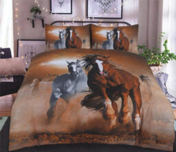 TheWhiteWater Limited Wild West Horses Bed Set- 3D Animal Printed Single Beddings Duvet Cover + One Matching Pillowcase - thumbnail 2