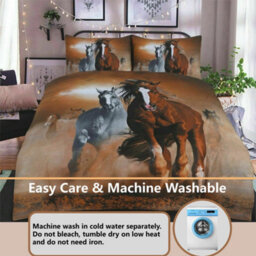 TheWhiteWater Limited Wild West Horses Bed Set- 3D Animal Printed Single Beddings Duvet Cover + One Matching Pillowcase - thumbnail 3