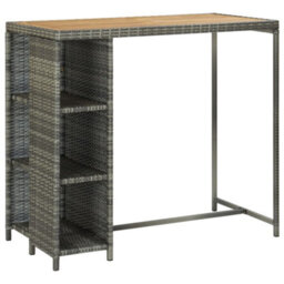 Berkfield 5 Piece Garden Bar Set With Cushions Poly Rattan Grey - thumbnail 2