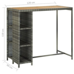 Berkfield 5 Piece Garden Bar Set With Cushions Poly Rattan Grey - thumbnail 9
