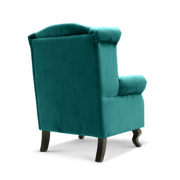 Velvet Wingback Fireside Chair Armchair With Buttons Teal Turquoise - thumbnail 5