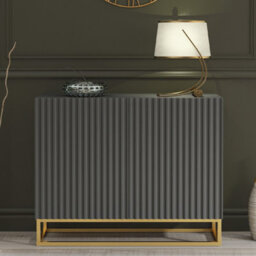 Sideboard Ripple 100Cm - Dark Grey With Fluted Doors - thumbnail 1