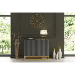Sideboard Ripple 100Cm - Dark Grey With Fluted Doors - thumbnail 2