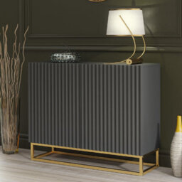 Sideboard Ripple 100Cm - Dark Grey With Fluted Doors - thumbnail 5