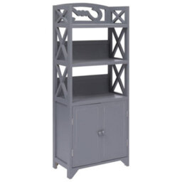 Berkfield Elegant Bathroom Cabinet Grey 46X24X116 Cm Paulownia Wood - thumbnail 2