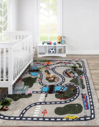 RugsX Junior 51803.804 Washing Carpet City, Streets For Children Anti-Slip - Beige  140X190 Cm - thumbnail 1