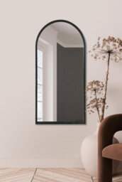 "Mirroroutlet Arcus - Black Metal Framed Arched Wall Mirror 47"" X 23.5"" (120Cm X 60Cm)" - thumbnail 2
