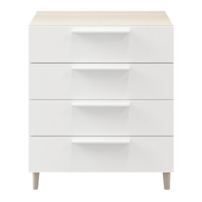 GoodHome Atomia Freestanding Matt White Oak Effect 4 Drawer Chest (H)550mm (W)750mm (D)450mm - image 1