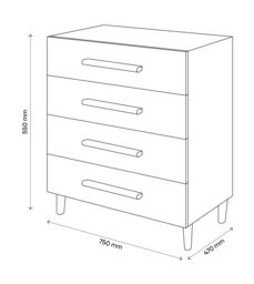 GoodHome Atomia Freestanding Matt White Oak Effect 4 Drawer Chest (H)550mm (W)750mm (D)450mm - thumbnail 4