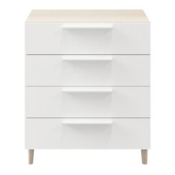 GoodHome Atomia Freestanding Matt White Oak Effect 4 Drawer Chest (H)550mm (W)750mm (D)450mm - thumbnail 1