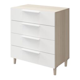 GoodHome Atomia Freestanding Matt White Oak Effect 4 Drawer Chest (H)550mm (W)750mm (D)450mm - thumbnail 2