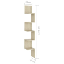 Vidaxl Wall Corner Shelf Sonoma Oak 20X20X127.5 Cm Engineered Wood - thumbnail 3