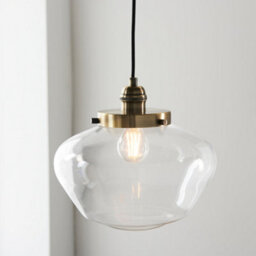 Antique Brass Ceiling Pendant Light Clear Glass Shade Hanging Lighting Fixture - thumbnail 5
