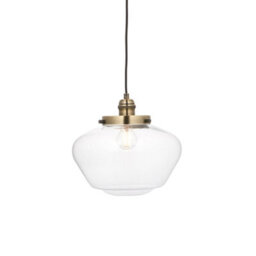 Antique Brass Ceiling Pendant Light Clear Glass Shade Hanging Lighting Fixture - thumbnail 1