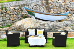 Homeology Santana Black 4 Piece Pe Rattan 4-Seater With Cushions Garden Furniture And Coffee Table Set - thumbnail 5