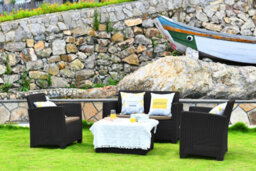 Homeology Santana Black 4 Piece Pe Rattan 4-Seater With Cushions Garden Furniture And Coffee Table Set - thumbnail 6