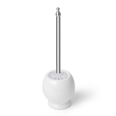 Plum&clay Kingham White Ceramic And Chrome Toilet Brush & Holder - image 1