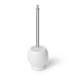 Plum&clay Kingham White Ceramic And Chrome Toilet Brush & Holder