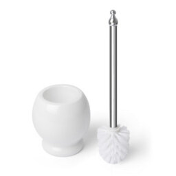 Plum&clay Kingham White Ceramic And Chrome Toilet Brush & Holder - thumbnail 2