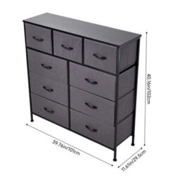 Dark Grey 9 Drawers Fabric Chest Of Drawers Bedroom Dresser Storage Cabinet Organizer - thumbnail 2