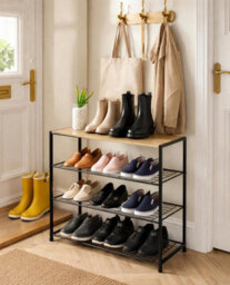 Celino 4 Tier Shoe Rack, Metal Shoe Storage Organiser Shelves With Stable Metal Frame, Shoe Organiser For Closet, Hallway - thumbnail 5