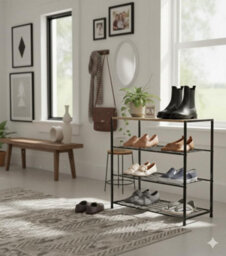 Celino 4 Tier Shoe Rack, Metal Shoe Storage Organiser Shelves With Stable Metal Frame, Shoe Organiser For Closet, Hallway - thumbnail 2