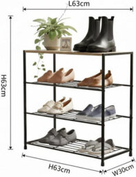 Celino 4 Tier Shoe Rack, Metal Shoe Storage Organiser Shelves With Stable Metal Frame, Shoe Organiser For Closet, Hallway - thumbnail 3