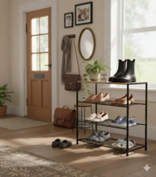 Celino 4 Tier Shoe Rack, Metal Shoe Storage Organiser Shelves With Stable Metal Frame, Shoe Organiser For Closet, Hallway - thumbnail 6