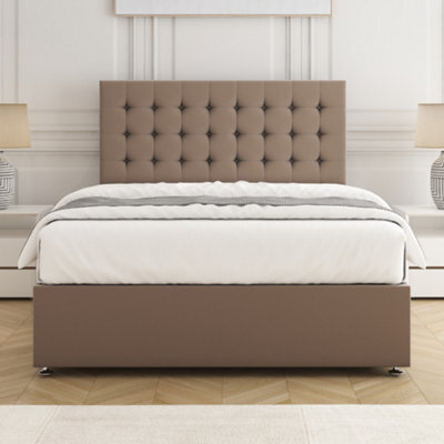 Bsspoke Isla Divan Bed Set Mink Plush Velvet With 24Inch Headboard & Mattress No Drawers In Single Double King 4Ft 6Ft - image 1