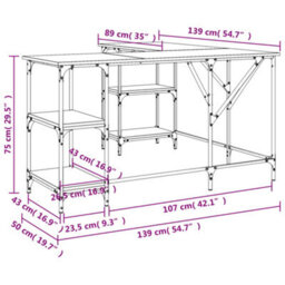 Berkfield Desk Brown Oak 139X139X75 Cm Engineered Wood - thumbnail 9