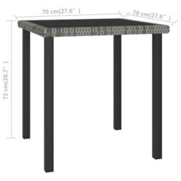 Berkfield Garden Dining Table Grey 70X70X73 Cm Poly Rattan - thumbnail 4