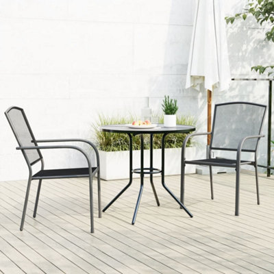 Berkfield Stackable Garden Chair Set 3 Pcs Anthracite Powder-Coated Steel - image 1